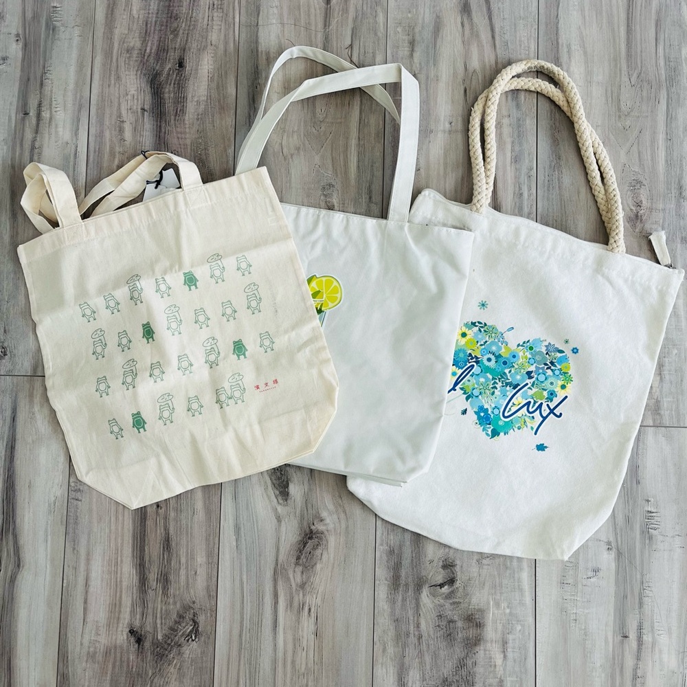 Set of Three Canvas Tote Bags NEW